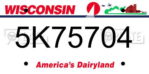 5K75704 Wisconsin License Plate