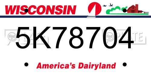 5K78704 Wisconsin License Plate