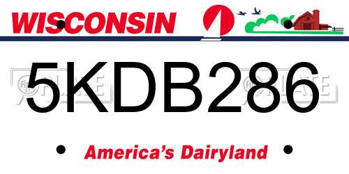 5KDB286 Wisconsin License Plate