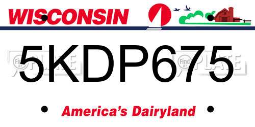 5KDP675 Wisconsin License Plate