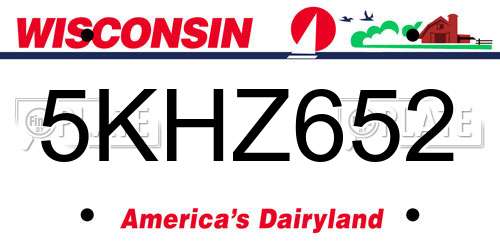 5KHZ652 Wisconsin License Plate