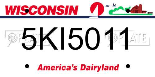 5KI5011 Wisconsin License Plate