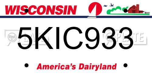 5KIC933 Wisconsin License Plate