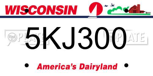 5KJ300 Wisconsin License Plate