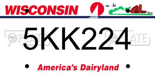 5KK224 Wisconsin License Plate