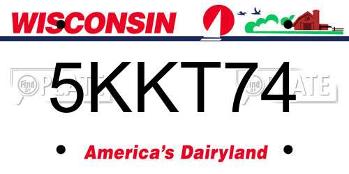 5KKT74 Wisconsin License Plate