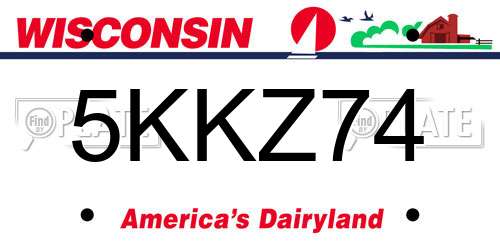 5KKZ74 Wisconsin License Plate