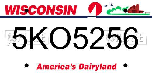 5KO5256 Wisconsin License Plate