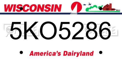 5KO5286 Wisconsin License Plate