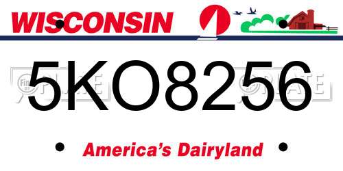 5KO8256 Wisconsin License Plate