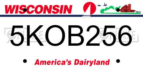5KOB256 Wisconsin License Plate
