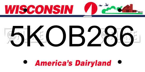 5KOB286 Wisconsin License Plate