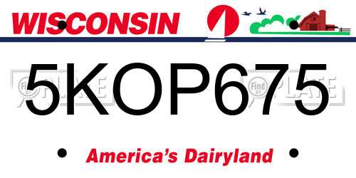 5KOP675 Wisconsin License Plate