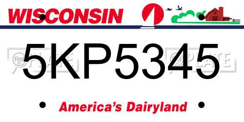 5KP5345 Wisconsin License Plate