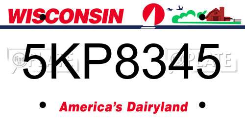 5KP8345 Wisconsin License Plate