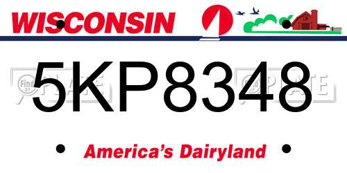 5KP8348 Wisconsin License Plate