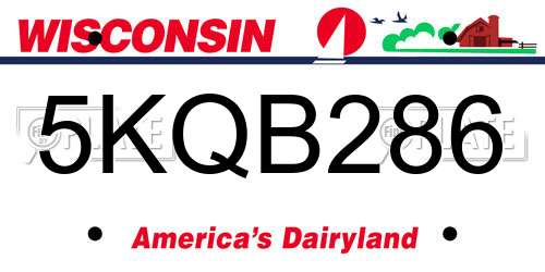 5KQB286 Wisconsin License Plate