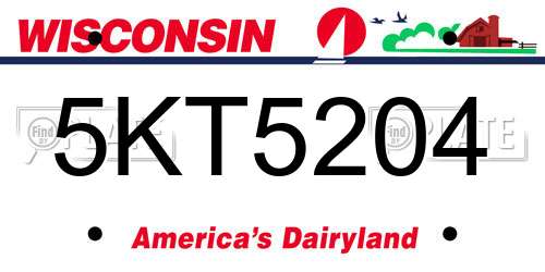 5KT5204 Wisconsin License Plate