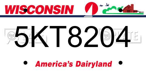 5KT8204 Wisconsin License Plate