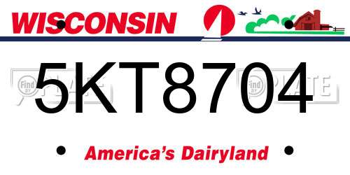 5KT8704 Wisconsin License Plate