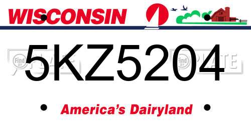 5KZ5204 Wisconsin License Plate