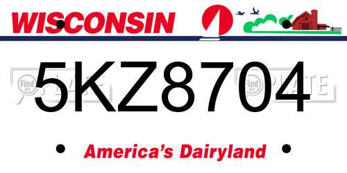 5KZ8704 Wisconsin License Plate