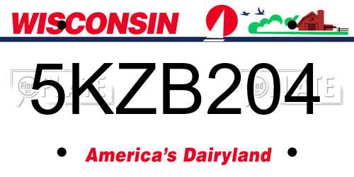 5KZB204 Wisconsin License Plate