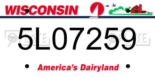 5L07259 Wisconsin License Plate