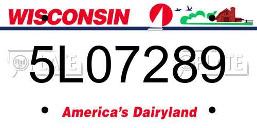5L07289 Wisconsin License Plate