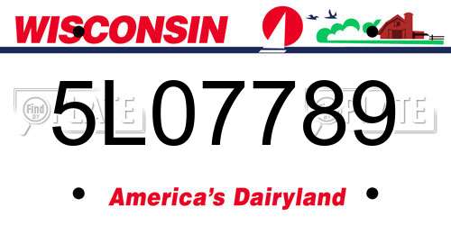 5L07789 Wisconsin License Plate