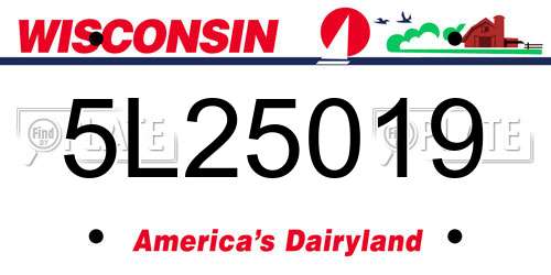 5L25019 Wisconsin License Plate