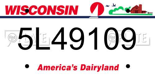 5L49109 Wisconsin License Plate