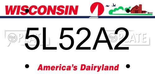 5L52A2 Wisconsin License Plate