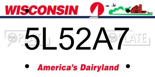 5L52A7 Wisconsin License Plate