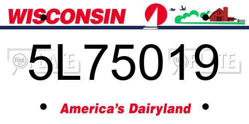 5L75019 Wisconsin License Plate