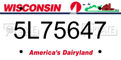5L75647 Wisconsin License Plate