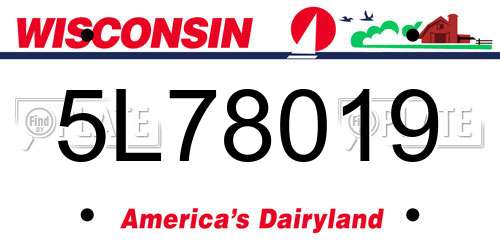5L78019 Wisconsin License Plate