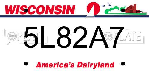 5L82A7 Wisconsin License Plate
