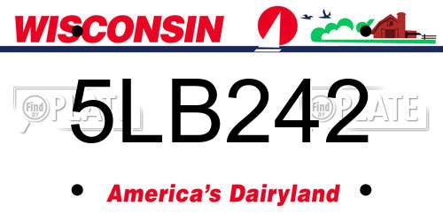 5LB242 Wisconsin License Plate