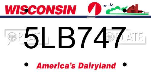 5LB747 Wisconsin License Plate