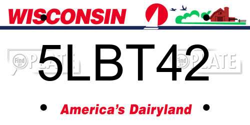 5LBT42 Wisconsin License Plate