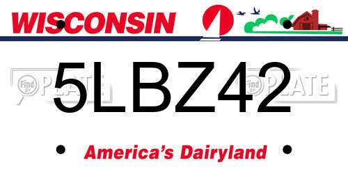 5LBZ42 Wisconsin License Plate