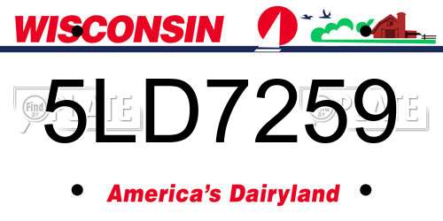 5LD7259 Wisconsin License Plate