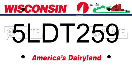 5LDT259 Wisconsin License Plate