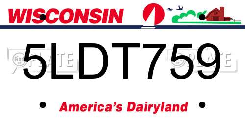 5LDT759 Wisconsin License Plate