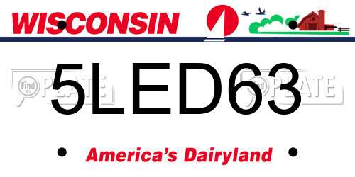 5LED63 Wisconsin License Plate