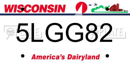 5LGG82 Wisconsin License Plate