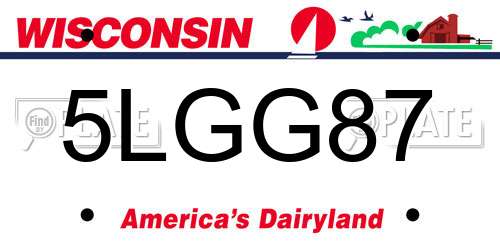 5LGG87 Wisconsin License Plate