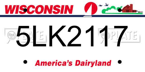 5LK2117 Wisconsin License Plate