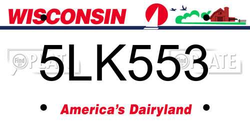 5LK553 Wisconsin License Plate